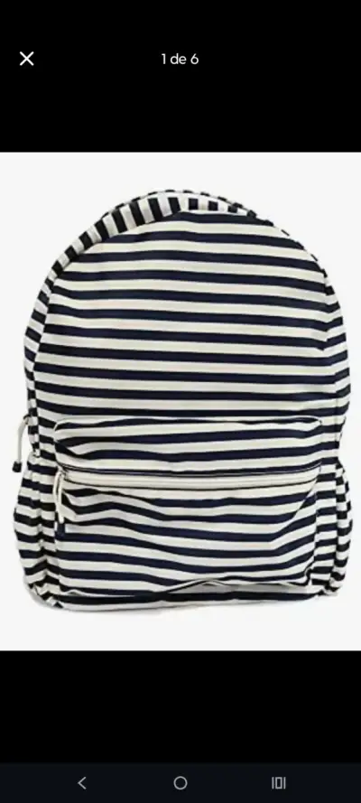 Mochila escolar a rayas azul y blanco - miniatura 3