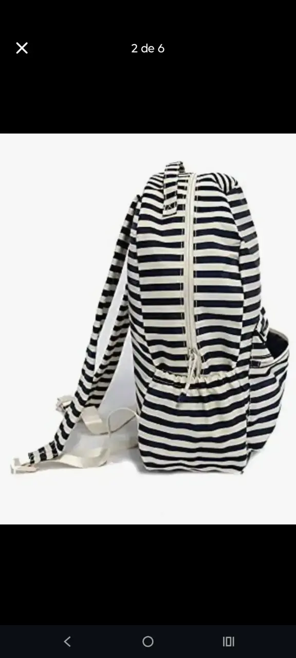 Mochila escolar a rayas azul y blanco - 4