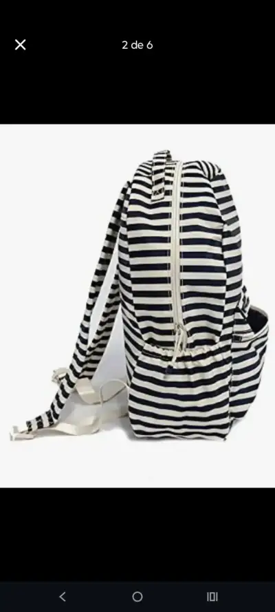 Mochila escolar a rayas azul y blanco - miniatura 4