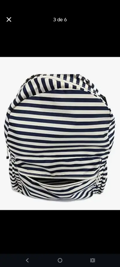 Mochila escolar a rayas azul y blanco - miniatura 5