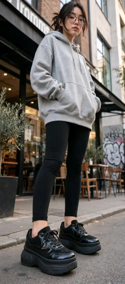 Zapatillas negras de plataforma para mujer - miniatura 1