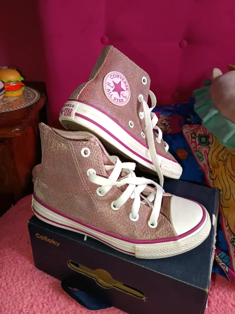 Zapatillas Converse All Star rosadas talla 30 - 2