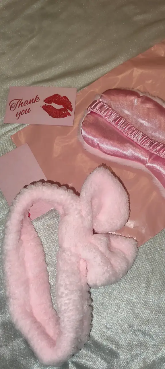 Set de antifaz y cintillo de felpa rosa