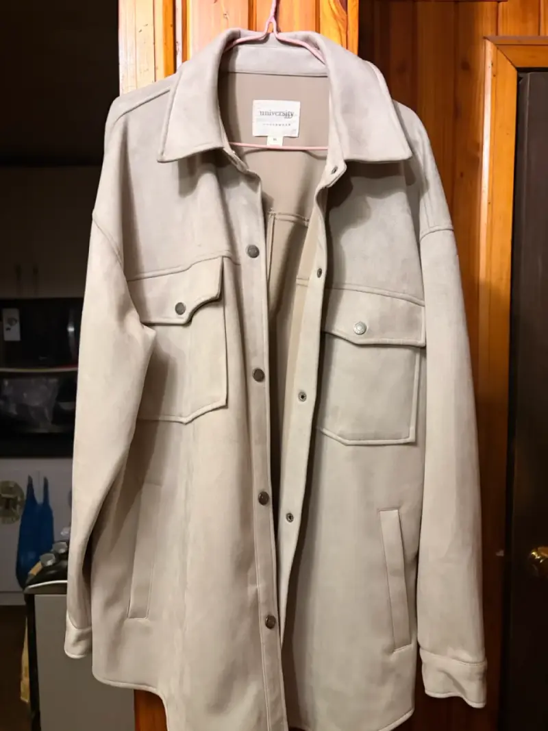 Chaqueta de gamuza beige para mujer - 1