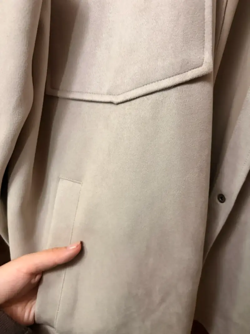 Chaqueta de gamuza beige para mujer - 3