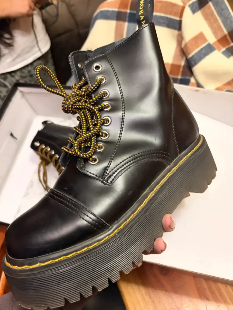 Botas negras de cuero con plataforma - 3