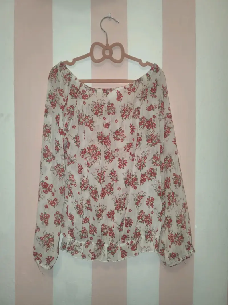 Blusa floral de gasa con encaje - 6