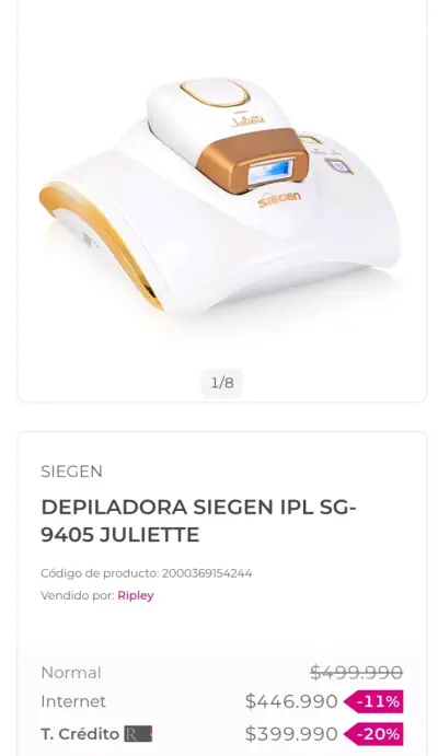 Depiladora IPL Siegen Juliette SG-9405 - miniatura 2
