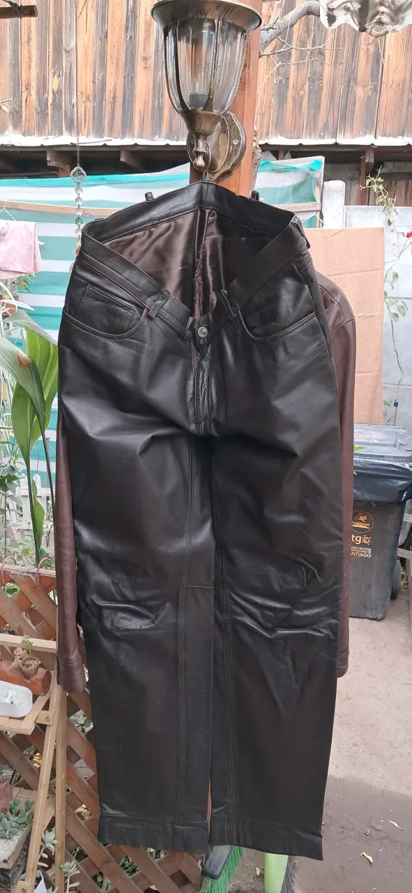 Chaleco de cuero marrón para hombre - 3