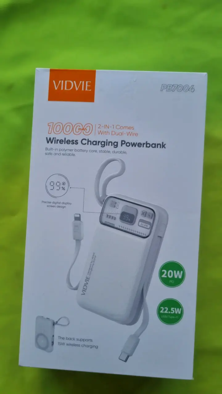 Powerbank inalámbrico Vidvie 10000mAh con carga rápida - 1