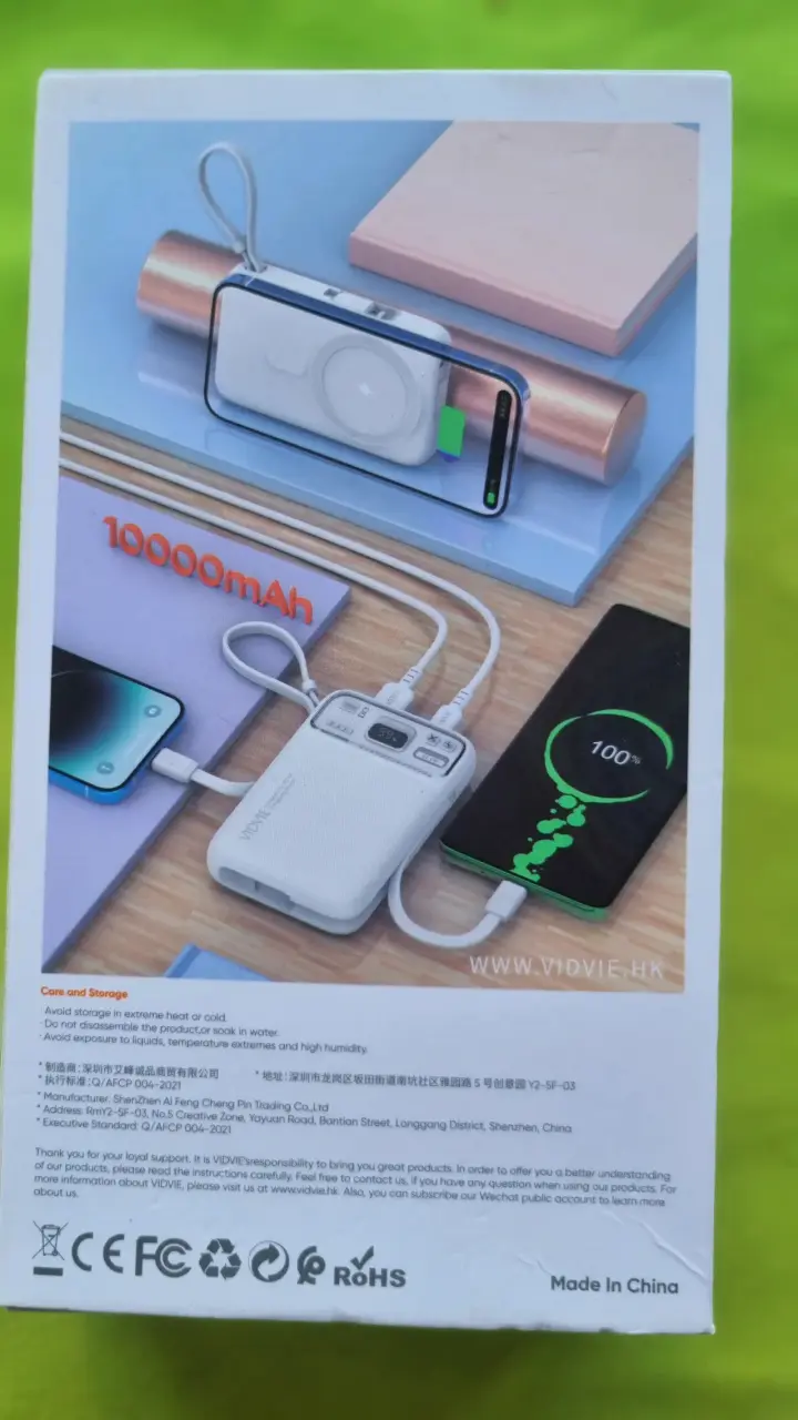 Powerbank inalámbrico Vidvie 10000mAh con carga rápida - 2