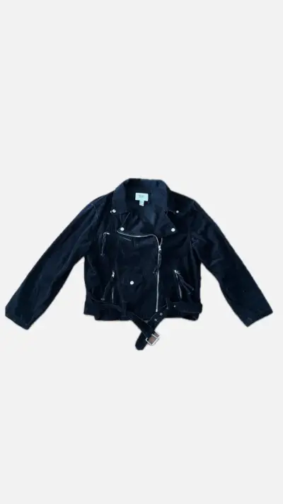 Chaqueta de pana negra estilo biker para mujer - miniatura 1