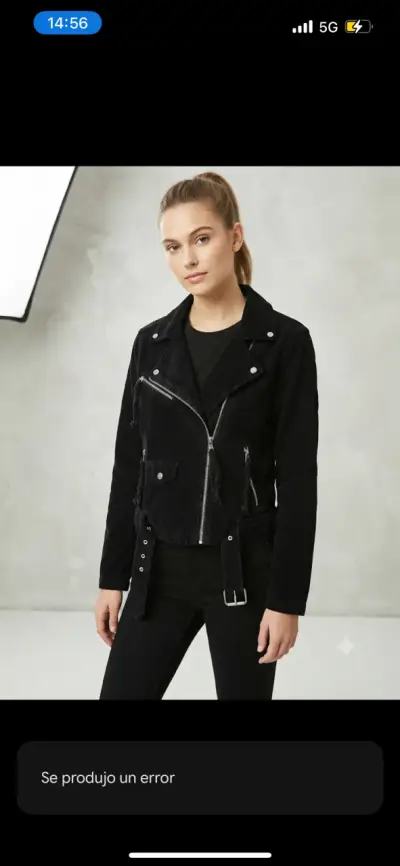 Chaqueta de pana negra estilo biker para mujer - miniatura 3
