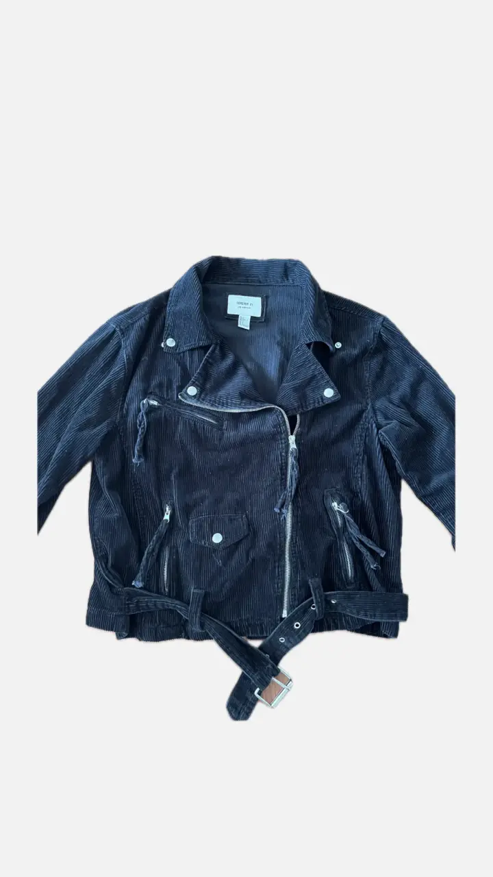 Chaqueta de pana negra estilo biker para mujer - 4