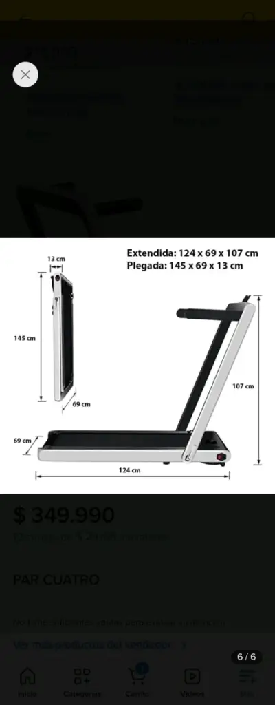 Trotadora eléctrica plegable con control remoto - miniatura 2