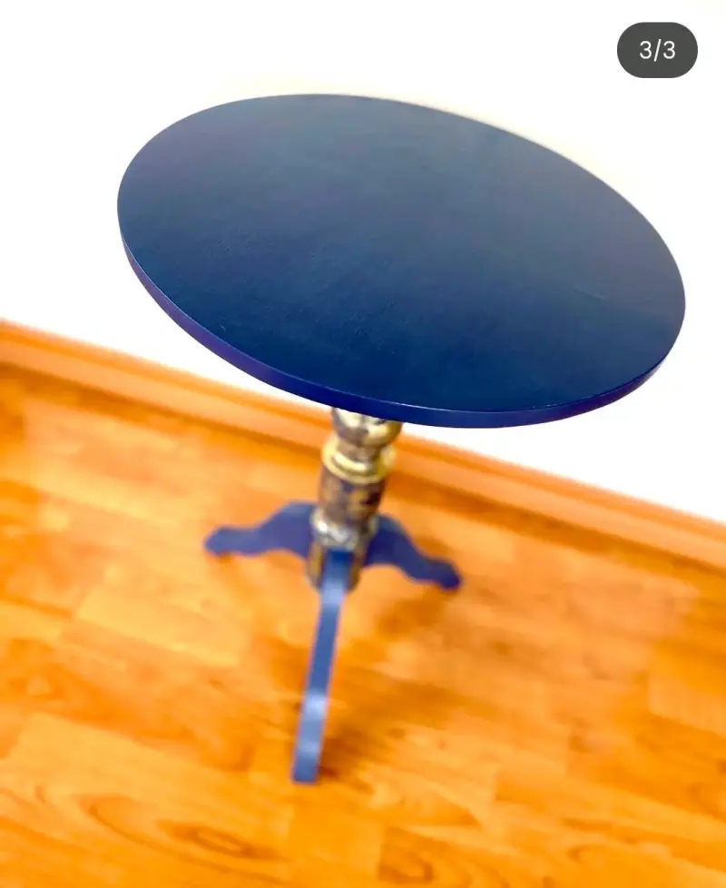 Mesa para living decoracion, azul con dorado. - 2
