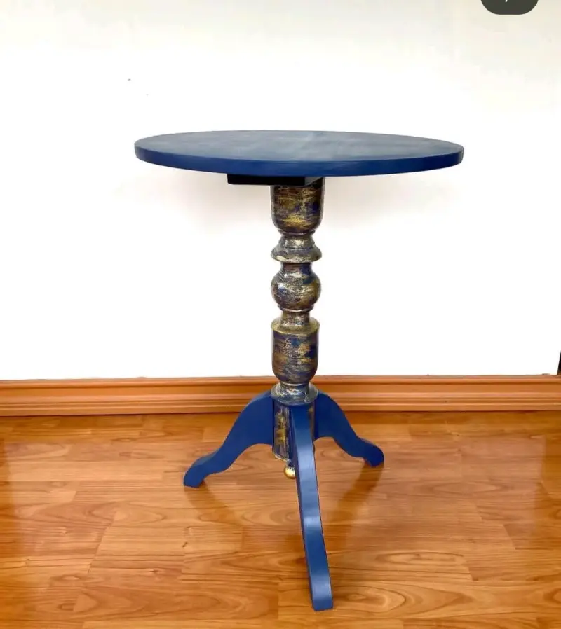 Mesa para living decoracion, azul con dorado. - 6