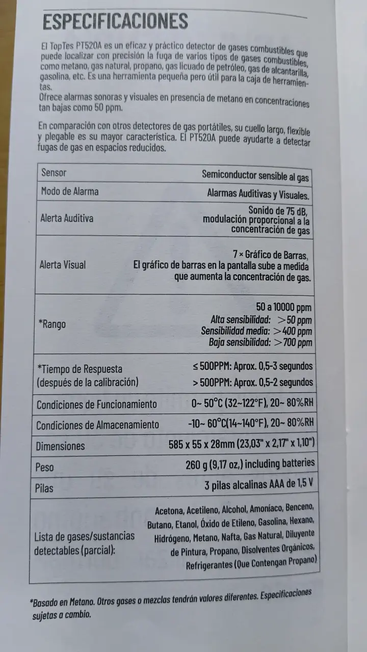 Detector de Gases Combustibles TopTes PT520A - 1