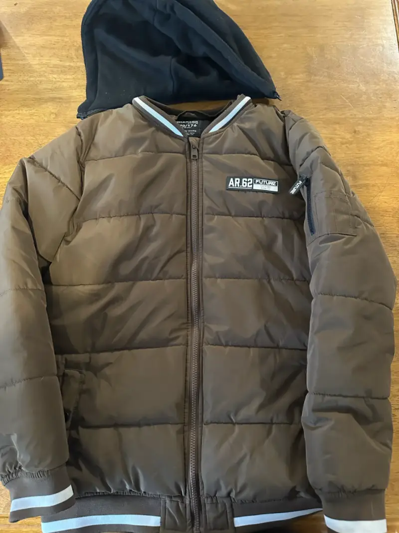 Chaqueta acolchada café talla S - 4