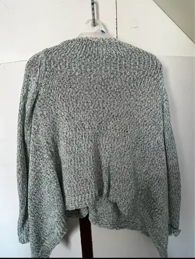 Cardigan abierto turquesa jaspeado para mujer - miniatura 2