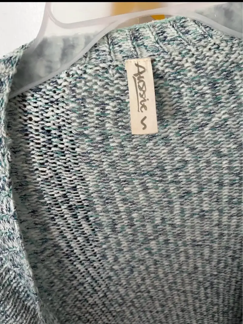Cardigan abierto turquesa jaspeado para mujer - 3