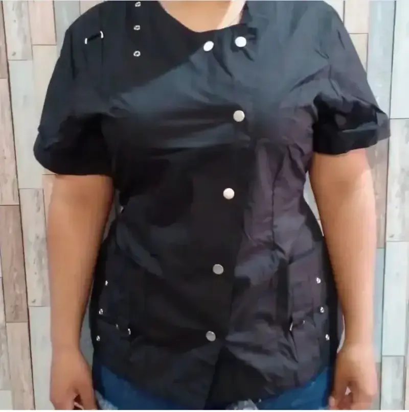 Chaqueta negra de trabajo con botones metálicos - 1