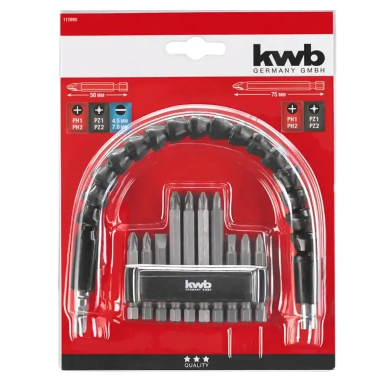 Set de puntas y extensión flexible KWB de taladro - 1