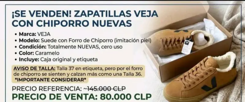 Zapatillas Veja con Forro de Chiporro Nuevas - 2