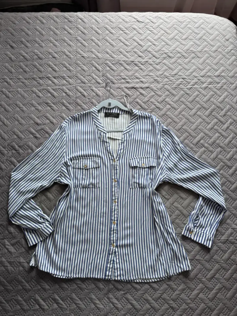 Blusa de rayas azul y blanco para mujer - 2