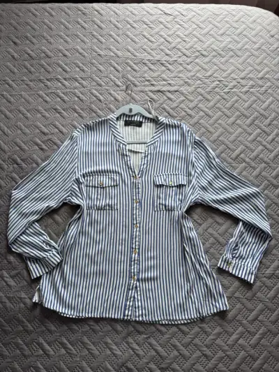 Blusa de rayas azul y blanco para mujer - miniatura 3