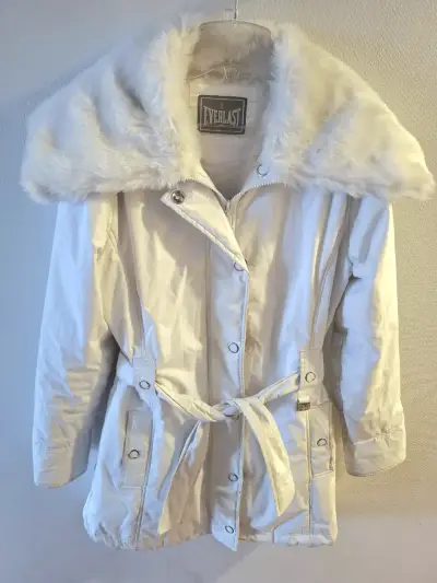 Parka Everlast blanca con cuello de piel - miniatura 1