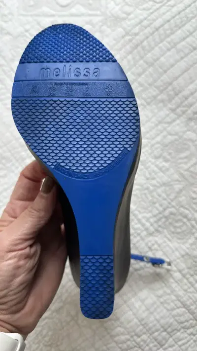 Zapatos de cuña negros con azul Melissa - miniatura 3