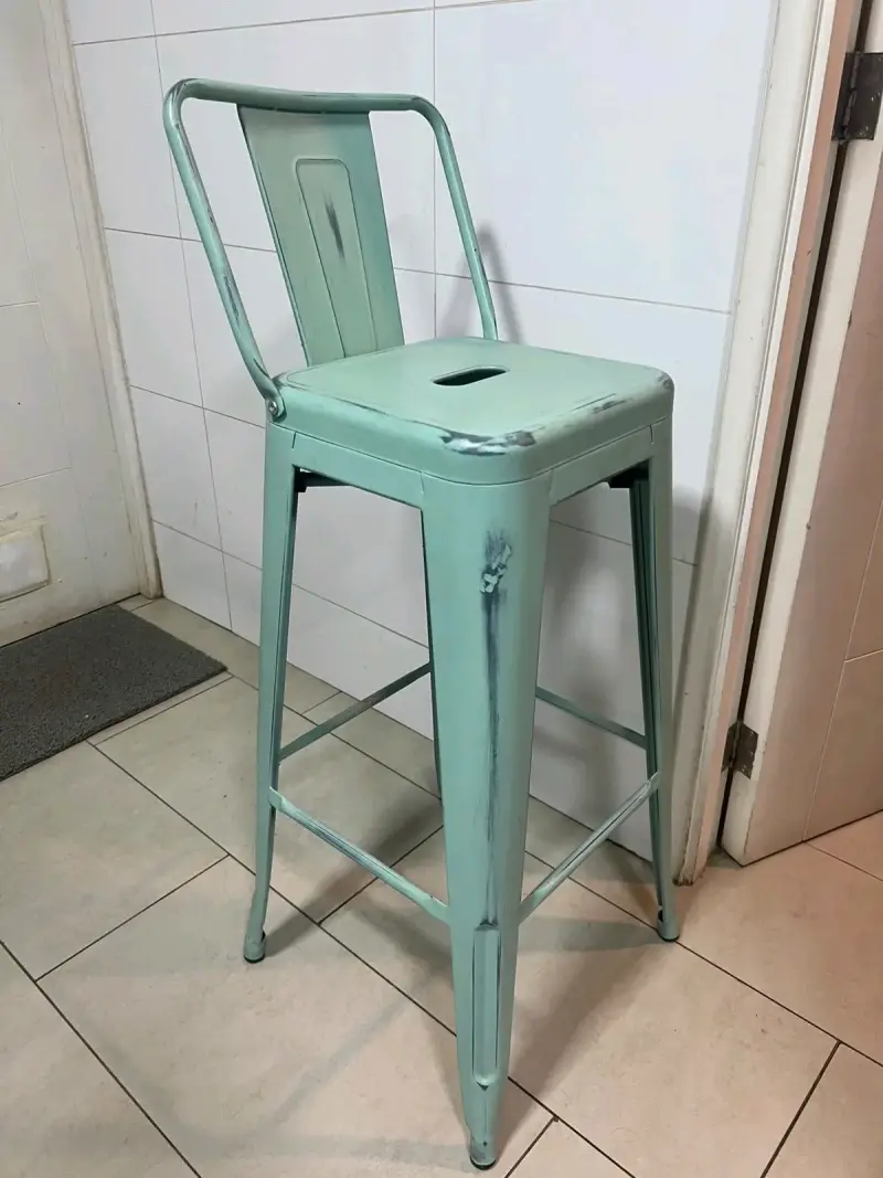 Silla alta metálica verde menta estilo industrial - 2