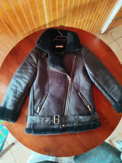 Chaqueta de cuero con forro de piel Basement - miniatura 1
