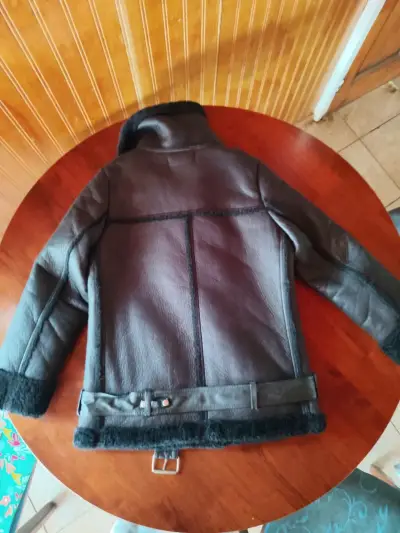 Chaqueta de cuero con forro de piel Basement - miniatura 2