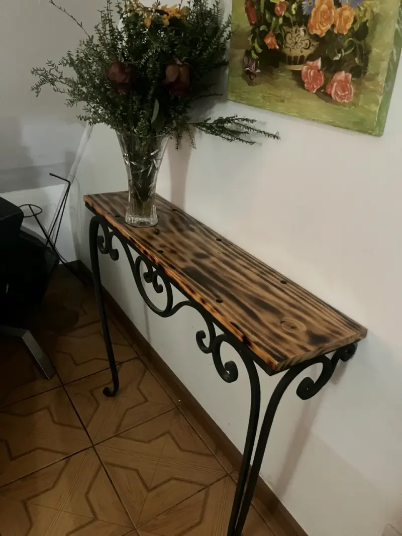 Mesa consola de madera y metal estilo vintage - 2