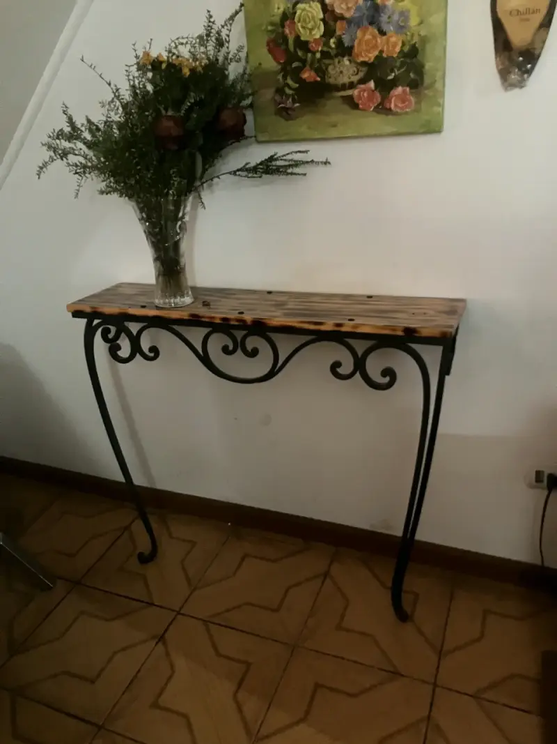 Mesa consola de madera y metal estilo vintage - 3