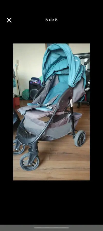 Coche de bebé plegable azul - miniatura 1