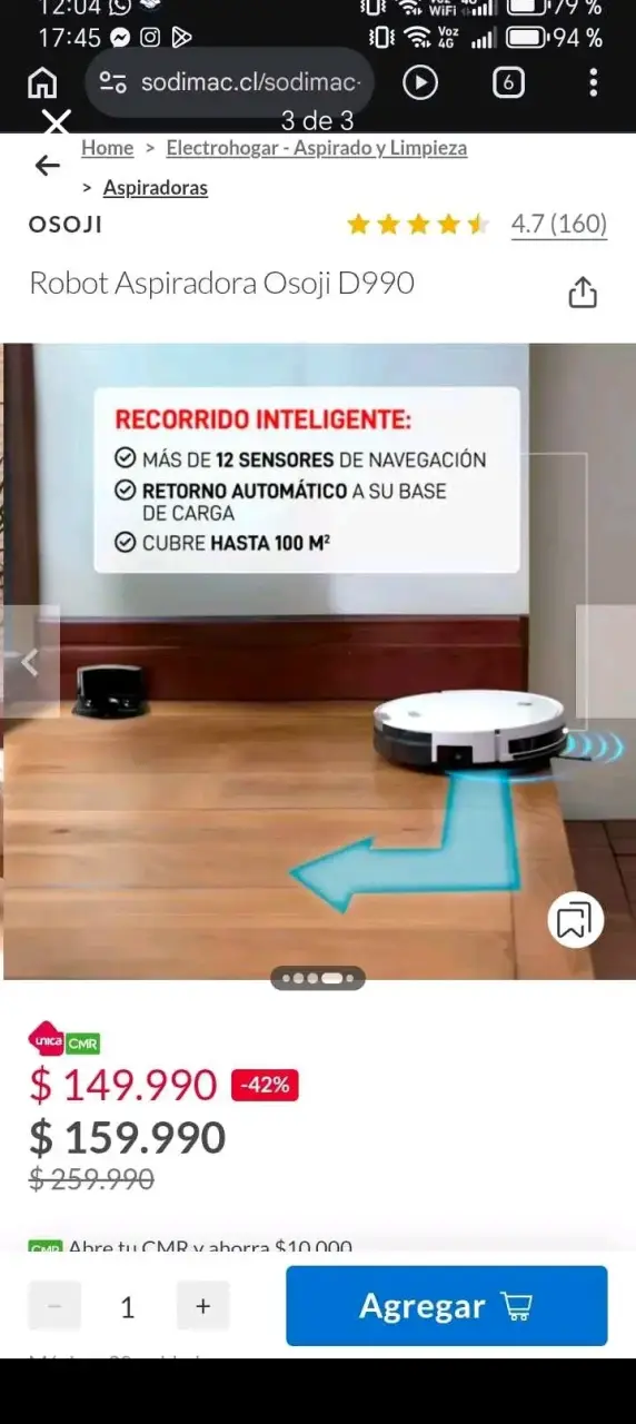 Robot aspiradora Osuji D990 con sensores inteligentes - 3
