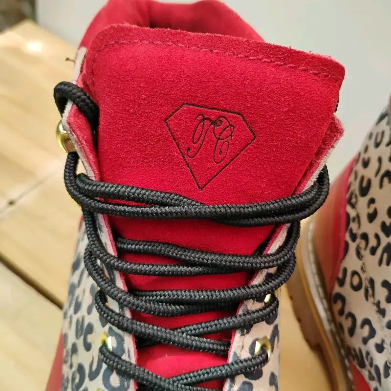 Botines de seguridad, rojas de cuero animal print - 5