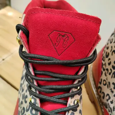 Botines de seguridad, rojas de cuero animal print - miniatura 5