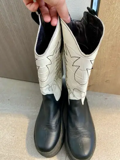 Botas texanas de cuero bicolor para mujer - miniatura 2