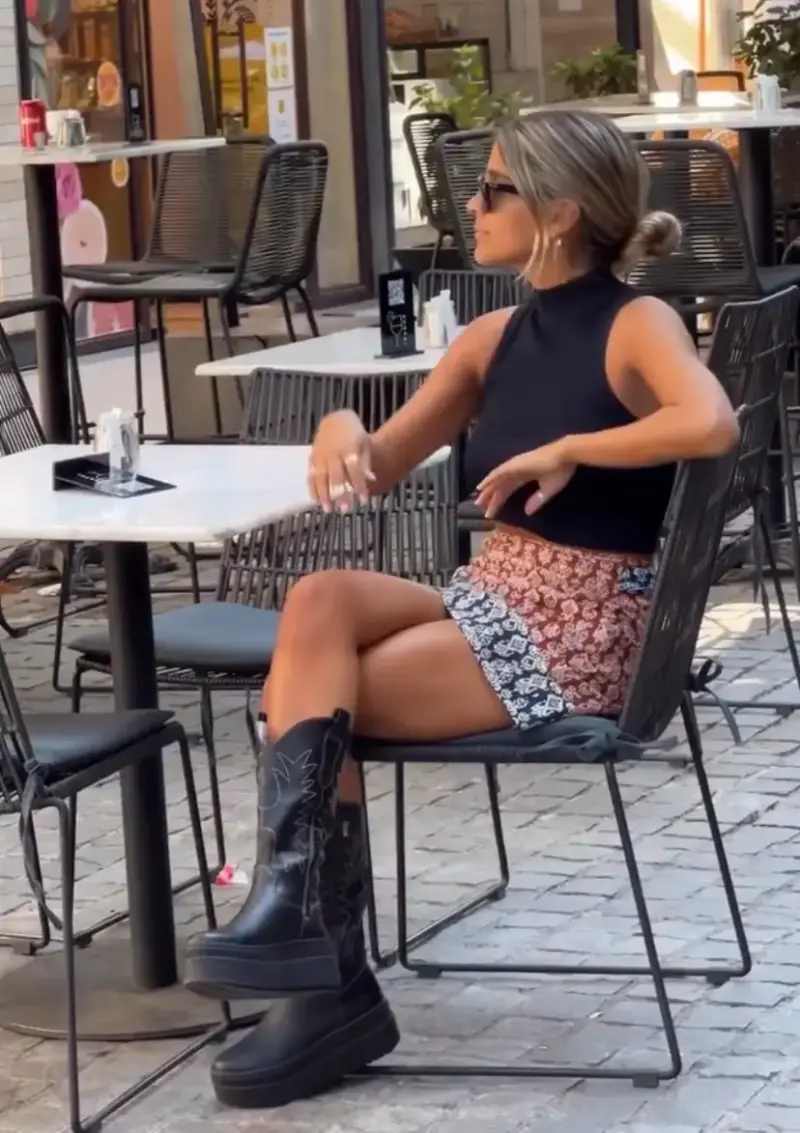 Botas texanas de cuero bicolor para mujer - 3