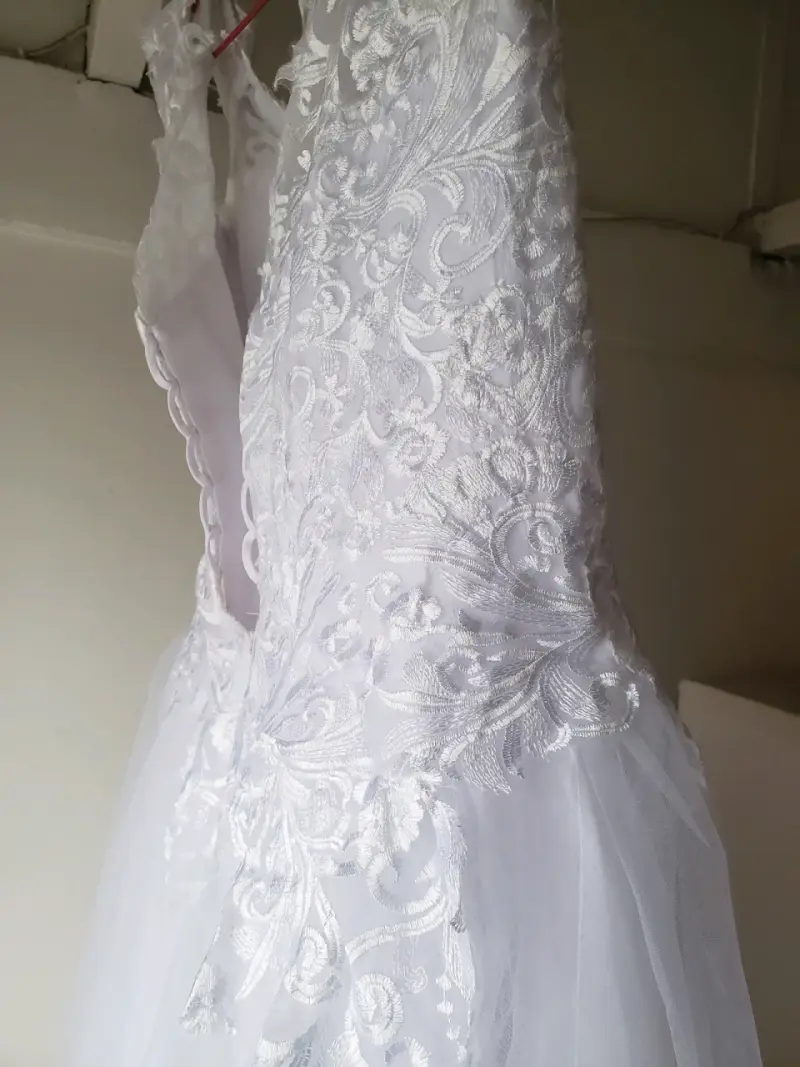 Vestido de novia blanco clásico con falso - 3