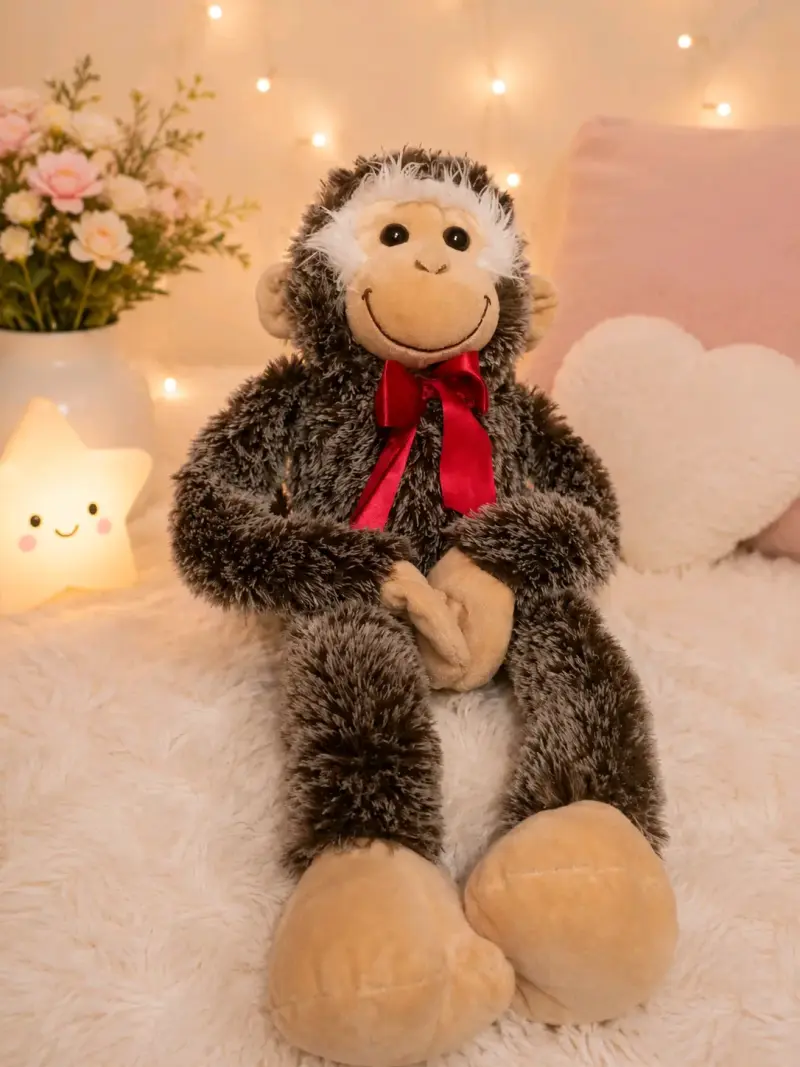 Peluche de oso rosa con lazo decorativo - 6