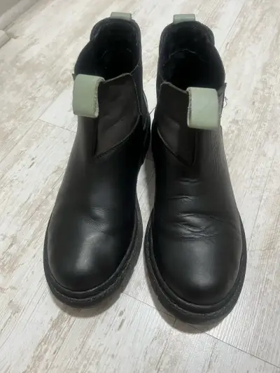 Botines Renox de cuero negro/menta - miniatura 1