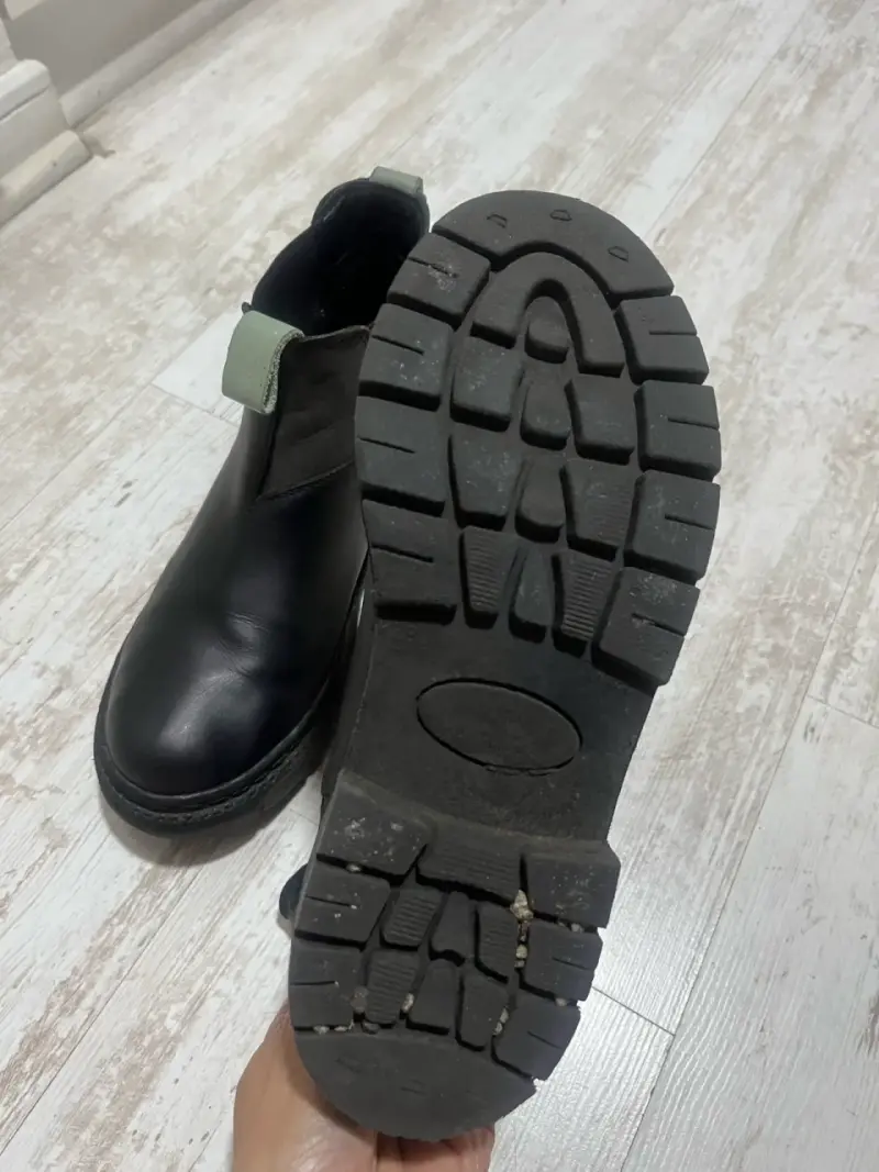 Botines Renox de cuero negro/menta - 3
