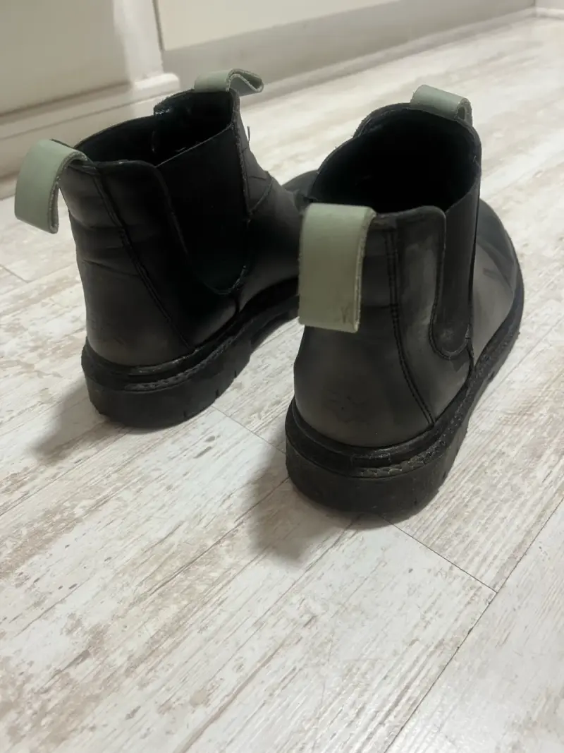 Botines Renox de cuero negro/menta - 4