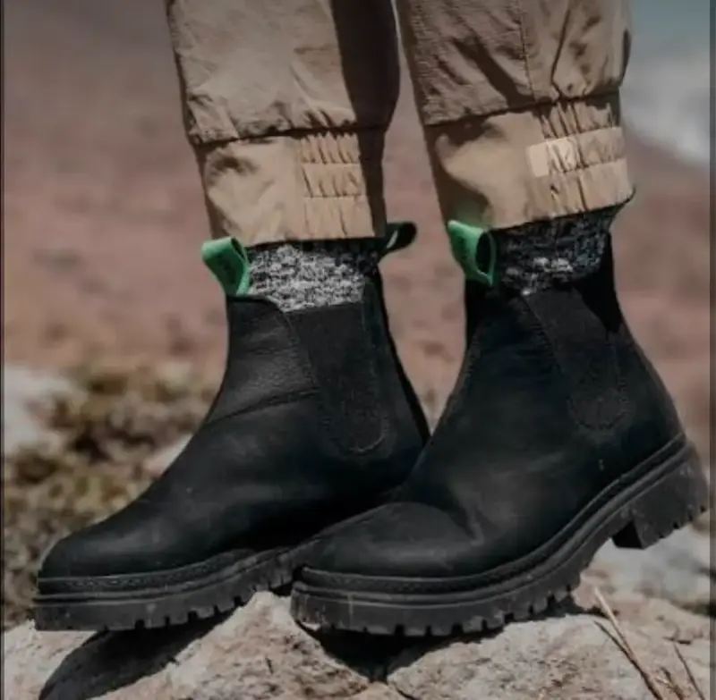 Botines Renox de cuero negro/menta - 5