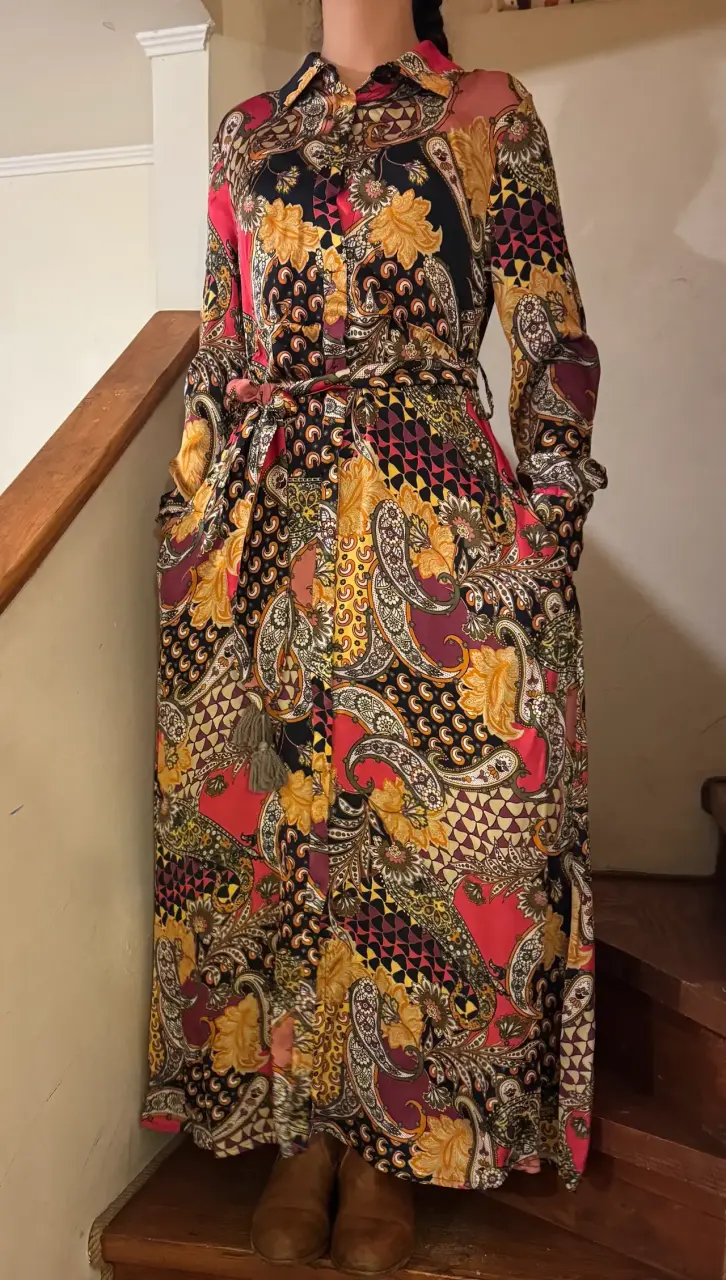 Vestido largo estampado multicolor Leidiró